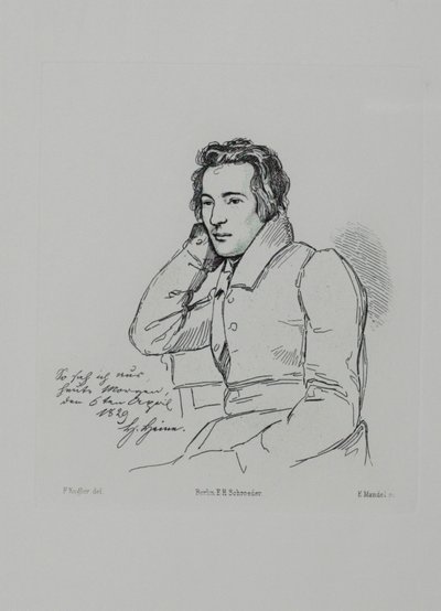 Porträtt av poeten Heinrich Heine 1797-1856 efter Franz Kugler från 1829, 1854 av Eduard Mandel