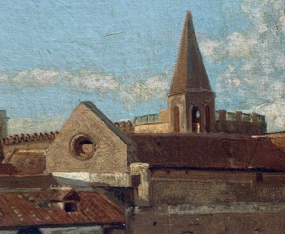 Terrassen, av Edoardo Dalbono (1841-1915), olja på panel, 45x30 cm. Detalj. av Eduardo Dalbono