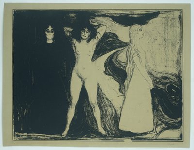 Kvinnor i tre steg (originaltitel) Kvinna (sfinx) (originaltitel) av Edvard Munch (signed by artist)