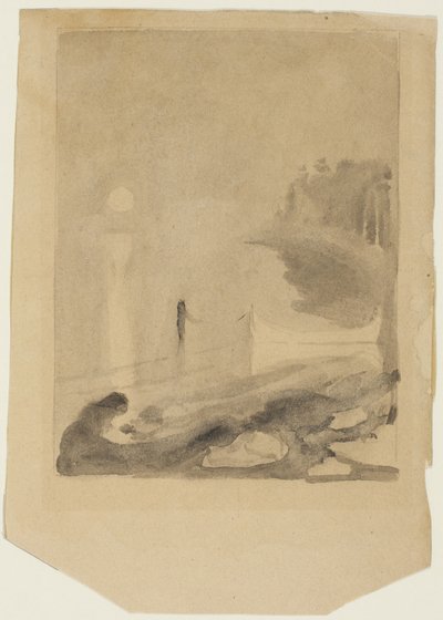 En båt bunden till en brygga, 1892 av Edvard Munch