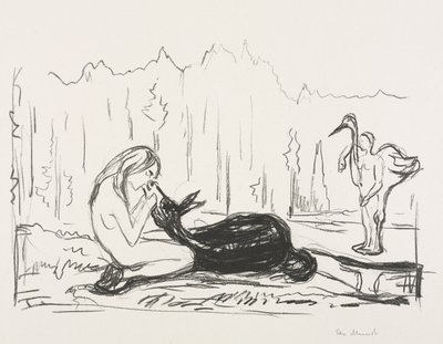 Alfa och Omega:  Hustrun Omega och åsnan av Edvard Munch