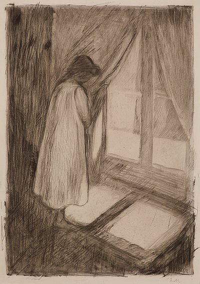 Flickan vid fönstret. 1894 av Edvard Munch