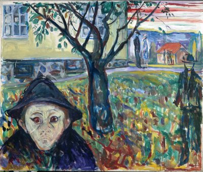 Svartsjuka i trädgården - Edvard Munch (1863-1944). Olja på duk av Edvard Munch