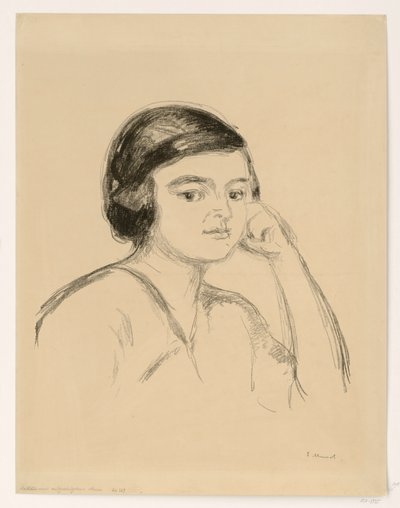 Ung kvinna (ung kvinna med handen mot kinden; flicka med stödd arm) av Edvard Munch