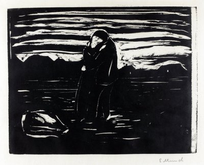 ""Kyssen på fälten"" (Kyss på fältet) Gravyr av Edvard Munch (1863-1944) av Edvard Munch