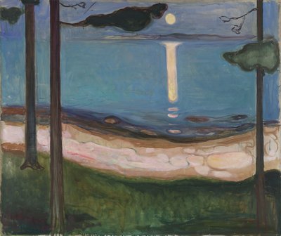 Månsken nordiskt landskap. Målning av Edvard Munch (1863-1944) 1895 Dim. 93x110 cm Oslo, Najonal Galleriet av Edvard Munch