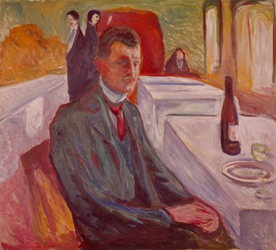 Självporträtt med vin (målning) av Edvard Munch