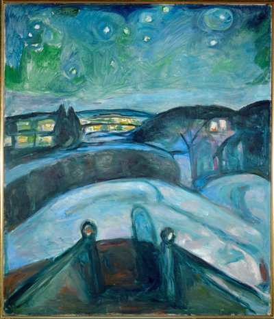 Starry Night, Ekely (målning på duk) av Edvard Munch