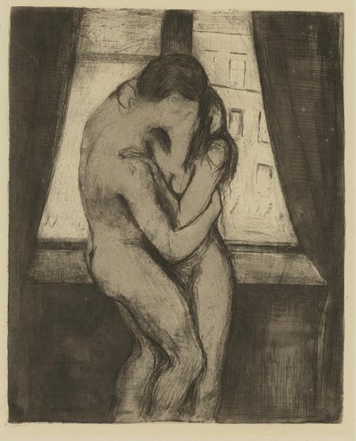 Kyssen, 1895 av Edvard Munch