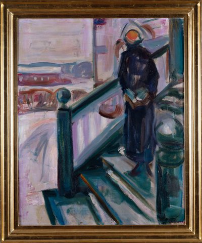 Kvinna på verandan (olja på duk) av Edvard Munch