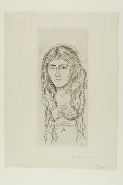 Kvinna med långt hår av Edvard Munch