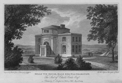 Belle Vue House, Hale End, Walthamstow, säte för Charles Cooke (gravyr) av Edward (after) Gyfford