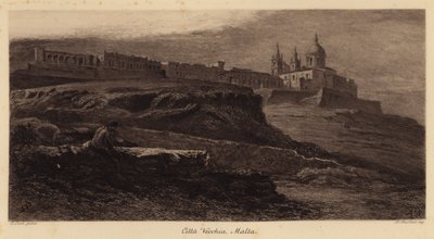 Gamla stan, Malta (gravyr) av Edward (after) Lear