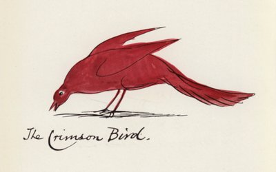 Edward Lear, The Bird Book: The Crimson Bird (lito i färg) av Edward (after) Lear