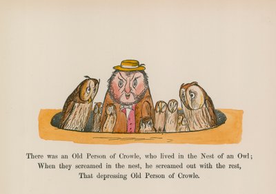 Det fanns en gammal person i Crowle, som bodde i en ugglas bo (färggravyr) av Edward (after) Lear