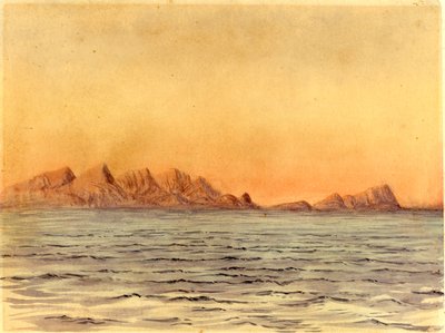 Sunset, Simons Bay, Sydafrika (wc på papper) av Edward Adrian Wilson
