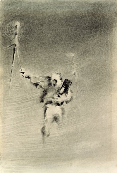 Taking Observations in a Blizzard (pen & ink and wc on paper) av Edward Adrian Wilson