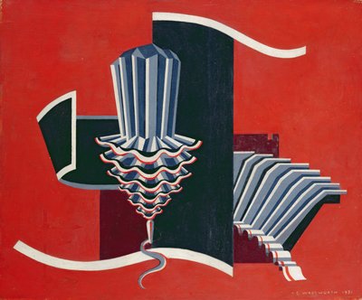 Komposition på en röd grund av Edward Alexander Wadsworth