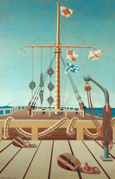 Signalstation (brygga) (tempera på träpanel) av Edward Alexander Wadsworth