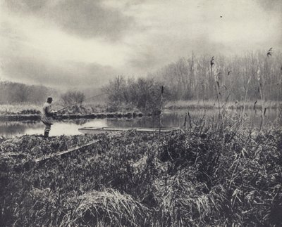 En januarikväll på testet (svartvitt foto) av Edward Alfred Barton
