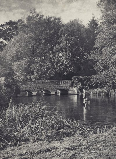 Kvällsuppgång vid Leverton Bridge (svartvitt foto) av Edward Alfred Barton