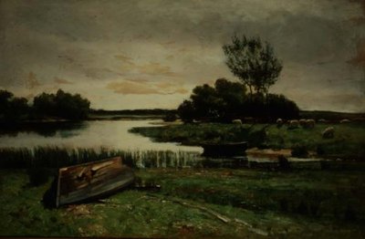 Sjön med roddbåtar (olja på duk) av Edward Arthur Walton