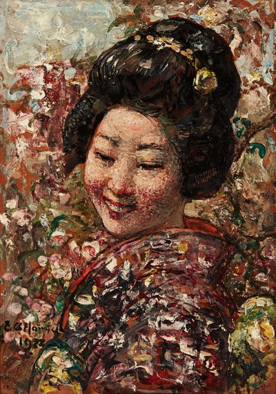 Japanese Girl (olja på panel) av Edward Atkinson Hornel