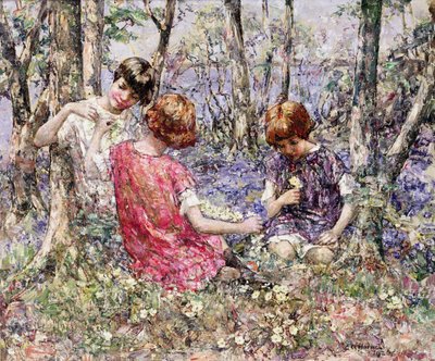 Primrose Chain (olja på duk) av Edward Atkinson Hornel