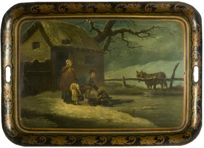 Breaking the Ice, c.1800 (olja på japansk tebricka) av Edward Bird