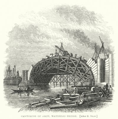 Centrering av Arch, Waterloo Bridge (gravyr) av Edward Blore