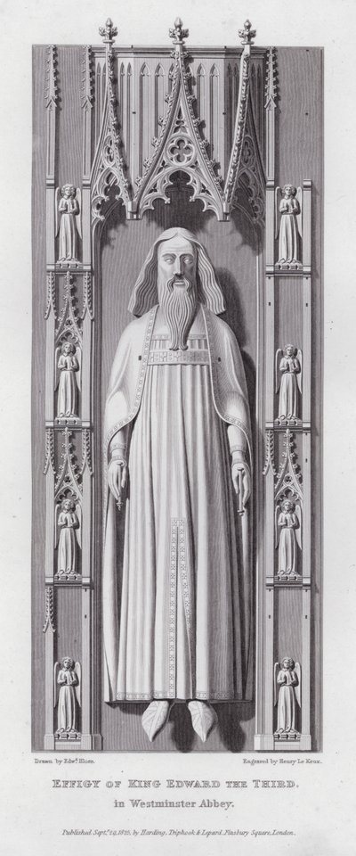 Bild av kung Edward den tredje, i Westminster Abbey (gravyr) av Edward Blore