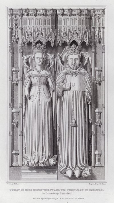 Bild av kung Henrik den 4:e och hans drottning Joan av Navarra, i Canterbury Cathedral (gravyr) av Edward Blore