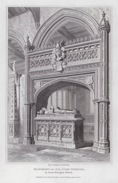 Monument av Sir John Spencer, i Great Brington Church (gravyr) av Edward Blore