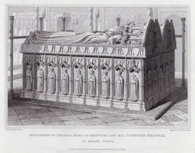 Monument över Thomas Earl of Arundel och hans grevinna Beatrix, i Arundel Church (gravyr) av Edward Blore