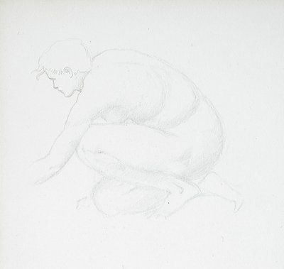 Hukande kvinnlig nakenstudie av Edward Burne-Jones