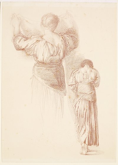 Kvinna - Draperiestudier, Studier av kvinnliga draperier sedda från baksidan av Edward Burne-Jones