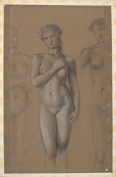Female Naken - Tre studier, möjligen för Venus av Edward Burne-Jones