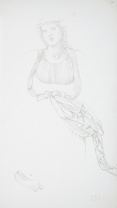 Studie av kvinnlig torso och drapering av Edward Burne-Jones