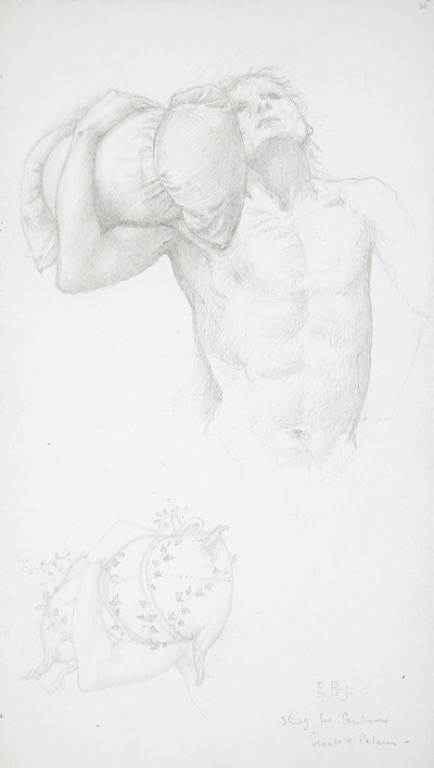 Manlig akt som håller en kudde av Edward Burne-Jones