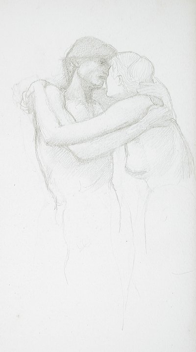 Nakenpar som omfamnar varandra av Edward Burne-Jones