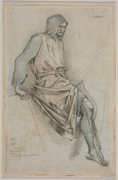 Studie för misslyckandet av Gawain från den heliga graaltapeterna av Edward Burne-Jones