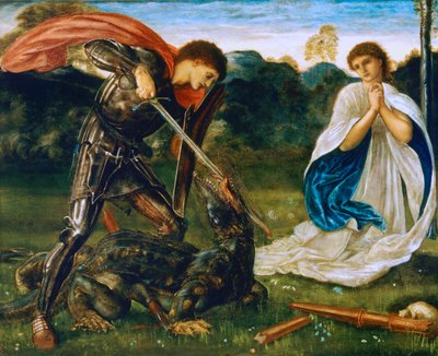Kampen: Sankt Göran dödar draken VI av Edward Burne-Jones