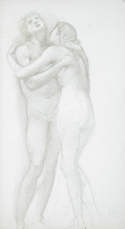 Två nakna personer som omfamnar varandra av Edward Burne-Jones