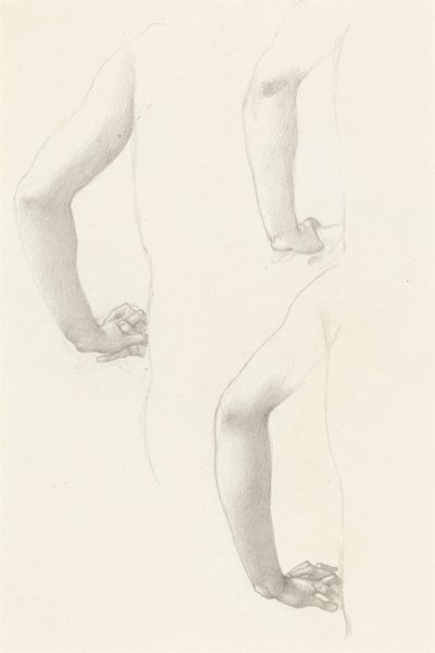 Studier av en arm och händer av Edward Burne Jones