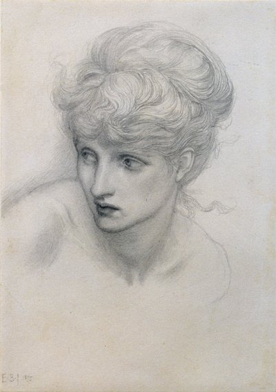 Studie av ett flickhuvud (se även 198345) av Edward Burne Jones