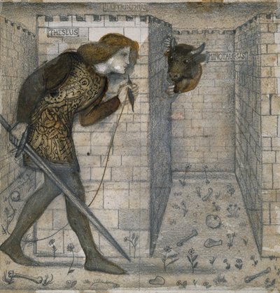 Kakeldesign - Theseus och Minotaurus i labyrinten av Edward Burne Jones