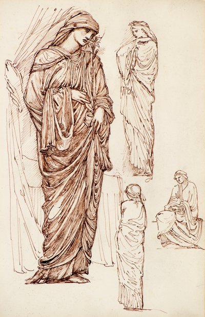Jungfru Maria och St Elizabeth, Klädda figurer av Edward Burne Jones