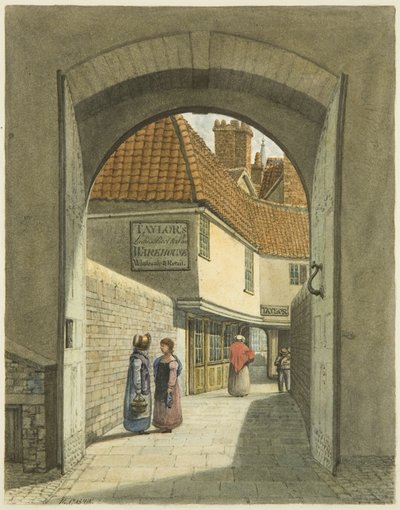 Bridewell Bridge and Gates (penna och akvarell på papper) av Edward Cashin