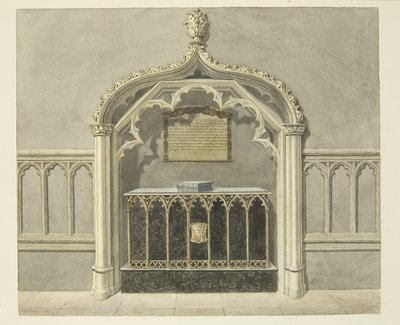 Monument till Mary Grosett i Bristol Cathedral (penna och akvarell på papper) av Edward Cashin