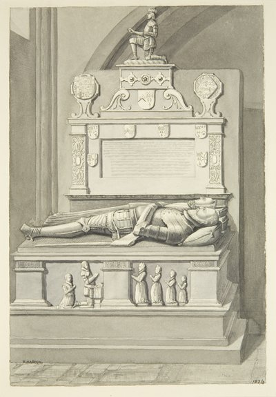 Monument till Sir Henry Newton och Lady Newton, i Bristol Cathedral (penna och akvarell på papper) av Edward Cashin